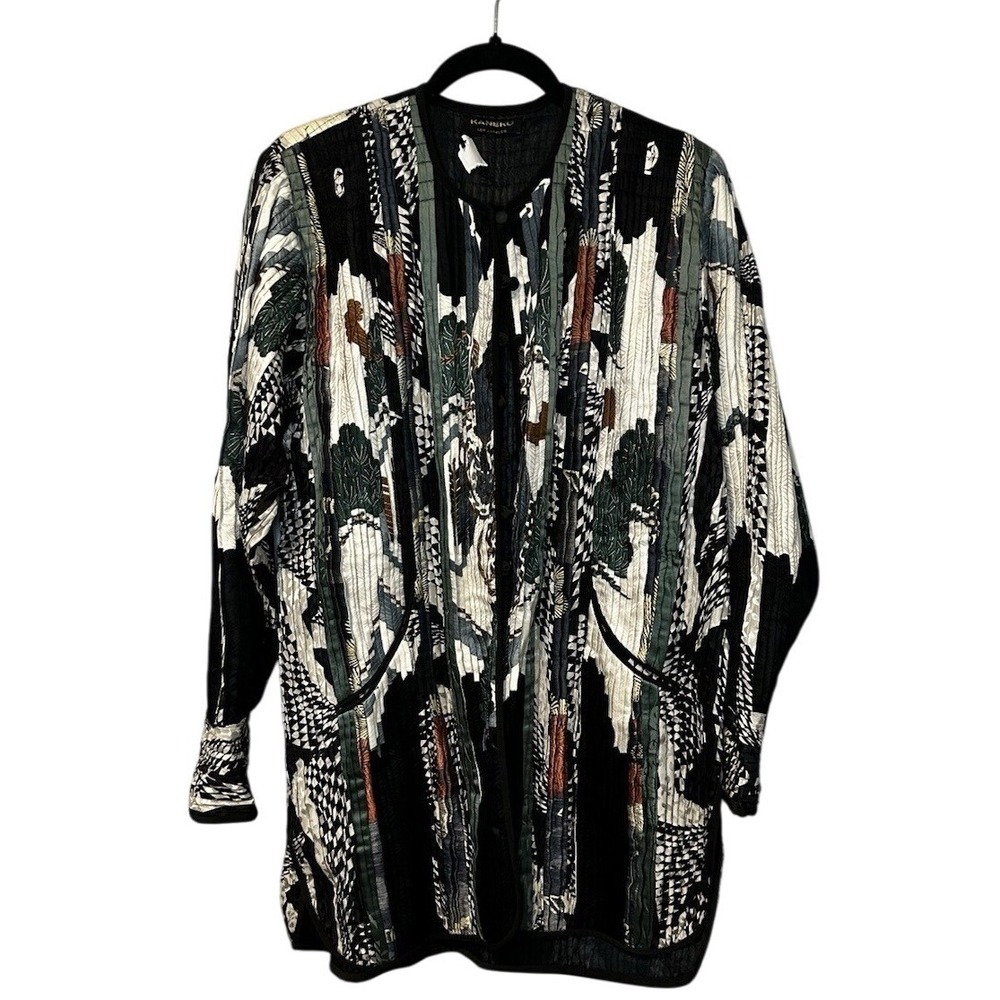 Kaneko Los Angeles Abstract Print Duster Jacket Lightweight Art To Wear